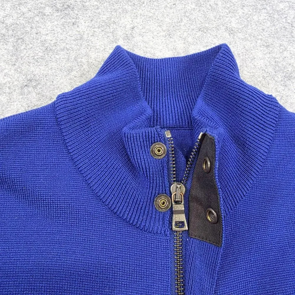 Polo Ralph Lauren Sweater Mens Medium? Blue Full Zip Mock Neck Mercer Club Crest